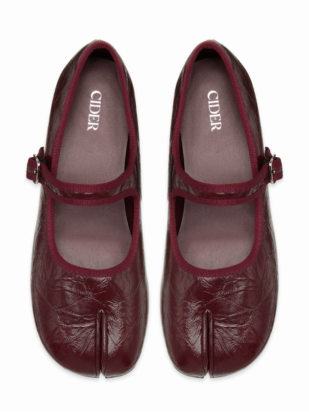 Cider Women's Burgundy Mary Jane Split-Toe Flats